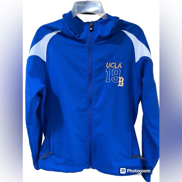 UCLA Bruins Track Jacket 19 Medium Women Holloway Full Zip Pockets Blue Yellow - Picture 1 of 12